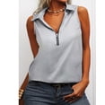 thumbnail image 1 of Camiseta sin mangas con cremallera de verano,Camiseta sin mangas de verano para mujer Camisas sin mangas con cremallera Camisas sin mangas de verano Operación suave, 1 of 4