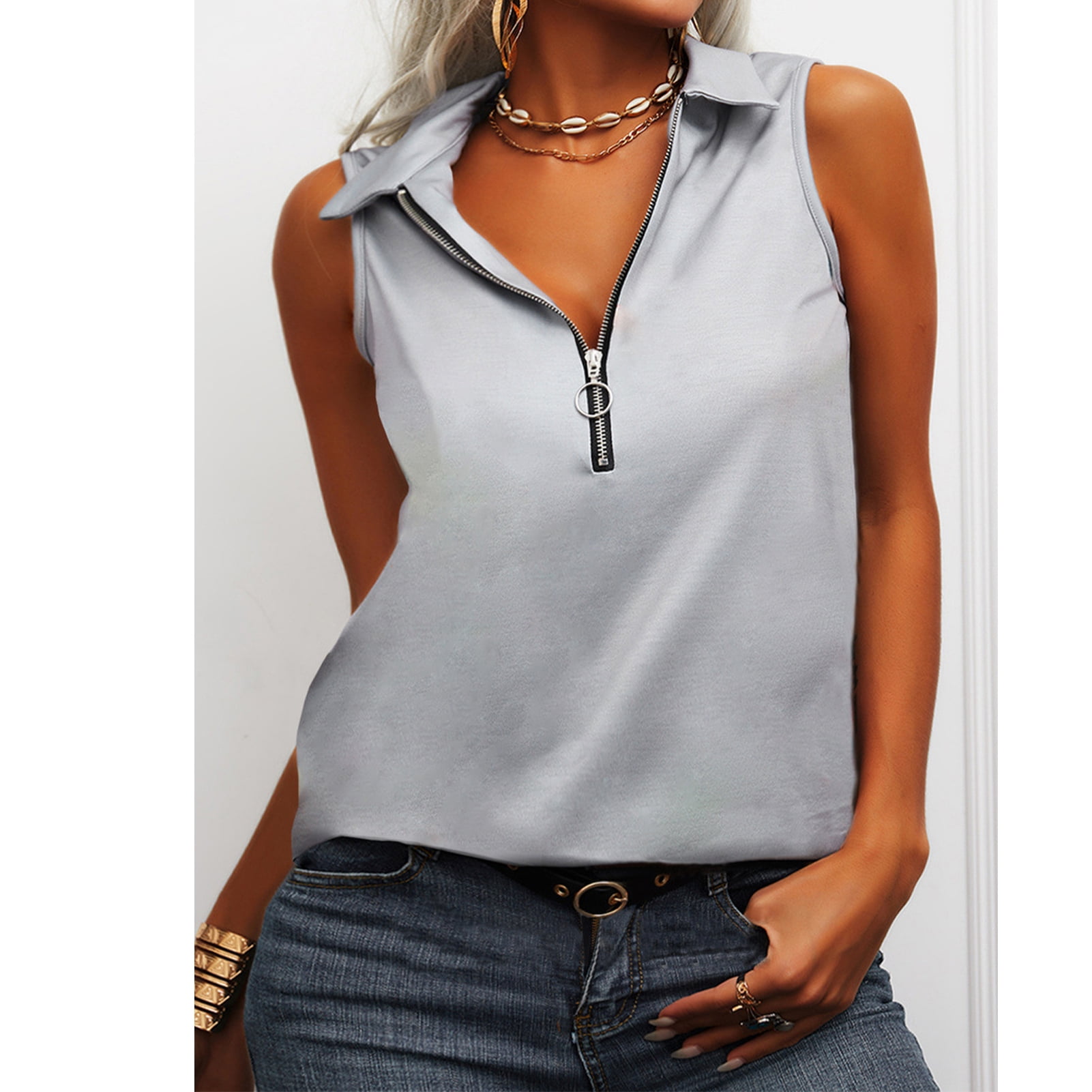 sleeveless shirt collar