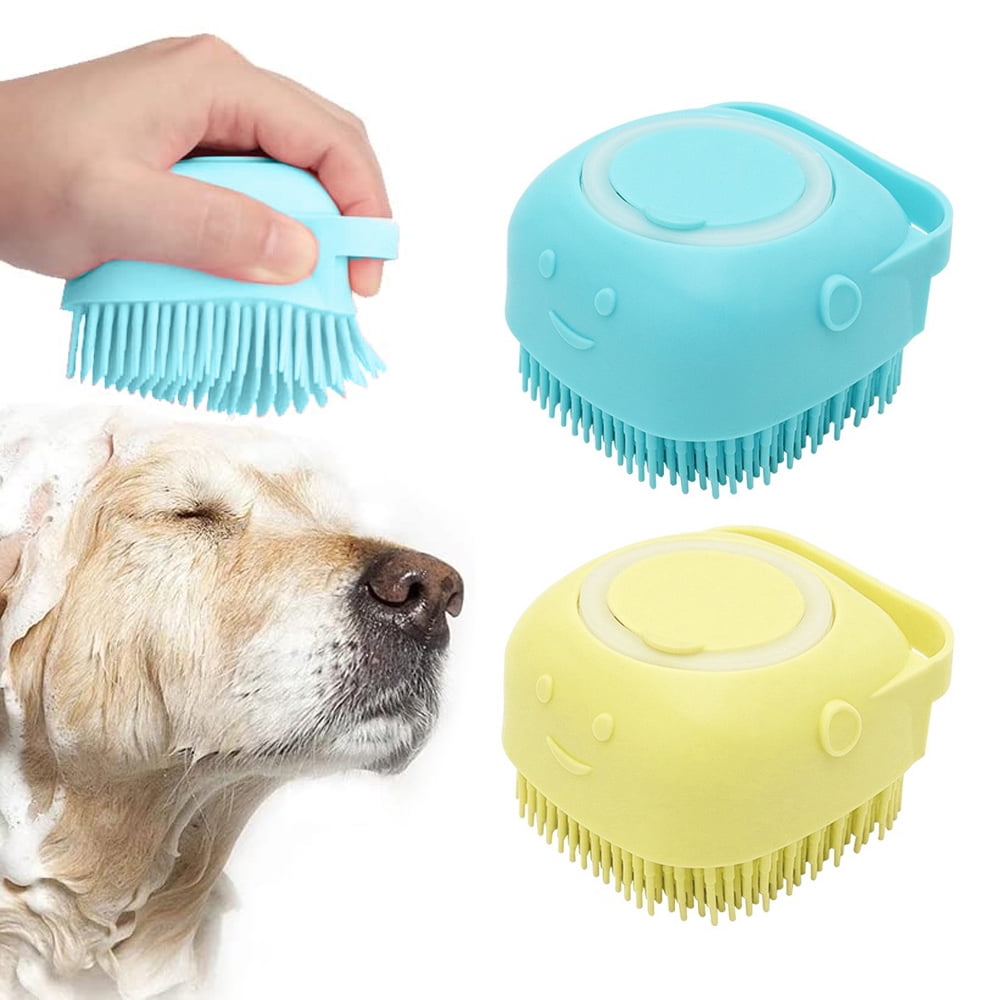 2 PCS Dog Bath Brush Dog Grooming Brush, Lilpep Pet Shampoo Bath Brush  Soothing Massage Rubber Comb with Adjustable Ring Handle for Long Short  Haired Dogs and Cats pack of 2 Blue+Green