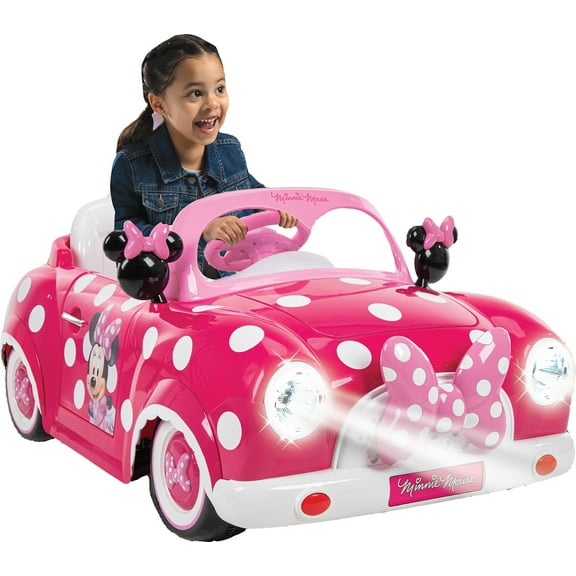 Disney Minnie Mouse Convertible Car 6 Volts Electric Ride-on, for Children Ages 3  years, by Huffy