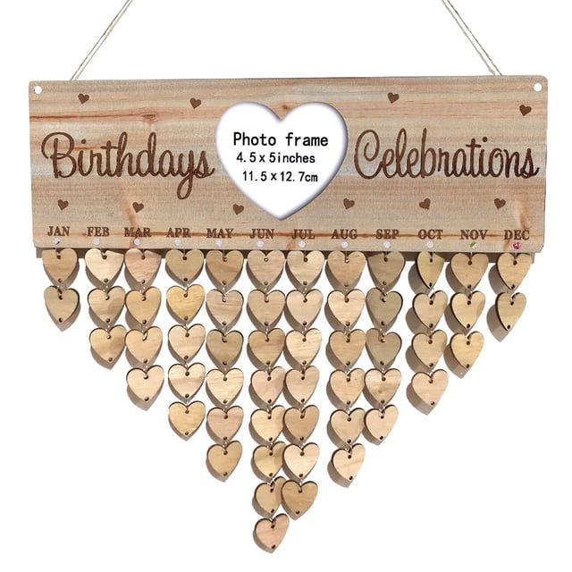 MasteelfCA Wooden Calendar Hanging Tag DIY Photo Frame Message Board Hanging Writing Carving Reminder Board Pendants Wall Hanging Calendar Crafts for Home Dorm Decor