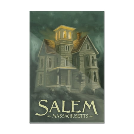 Salem, Massachusetts - Haunted House - Halloween Oil Painting - Lantern Press Artwork (8x12 Acrylic Wall Art Gallery (Best Haunted Houses In Massachusetts)