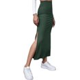 thumbnail image 1 of Slit Long Skirt, Bodycon Long Skirt Solid Color Elastic Easy Matching  For Vacation Green,Red,Brownness,Brown,Black, 1 of 6