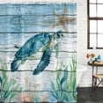 thumbnail image 2 of Coastal Turtle Bathroom Shower Curtains with 12 Hooks Polyester Waterproof Shower Curtain for Stalls and Bathtubs Nautical Ocean Shells Seaweeds Starfish Decorative Bathroom Privacy Curtain 36x72 In, 2 of 9