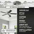 thumbnail image 4 of Prominence Home Renton 52" Brushed Nickel Flushmount Ceiling Fan with Light, 5 Blades, Pull Chains & Reverse Airflow, 4 of 13