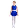 thumbnail image 3 of Doomiva Big Girls 2 Piece Dance Outfits Crop Top with Skirt Jazz Latin Ballroom Performance Dancewear Royal Blue 8, 3 of 7