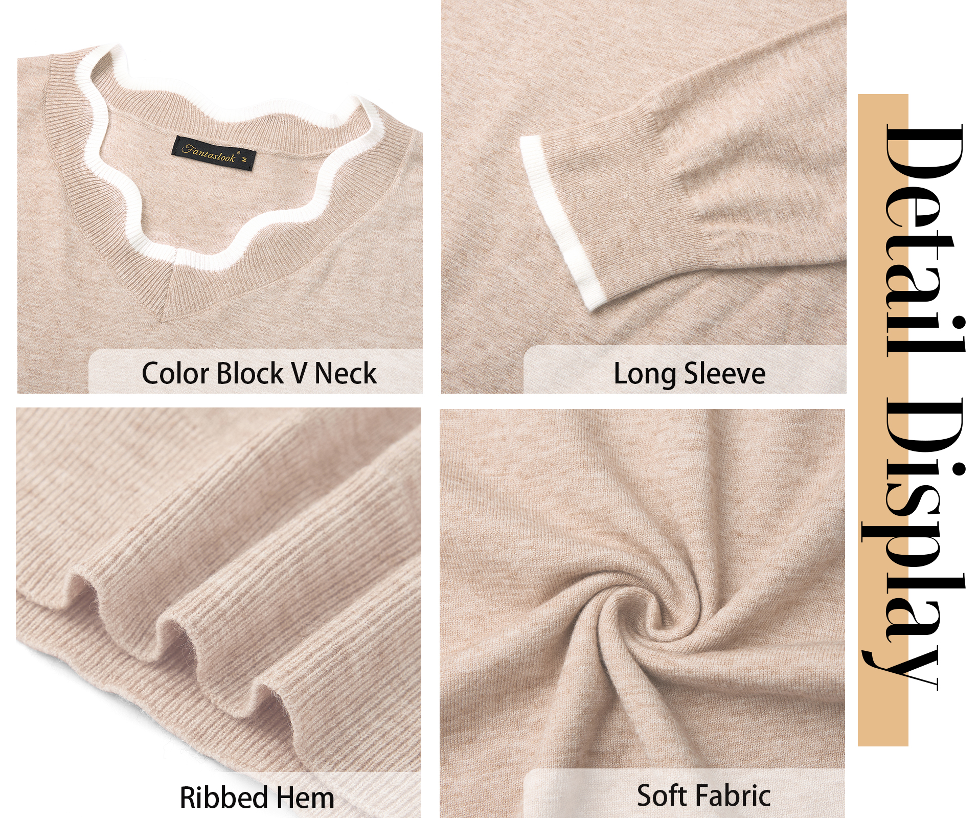 Fantaslook Women's Color Block V-Neck Pullover Sweater photo 5