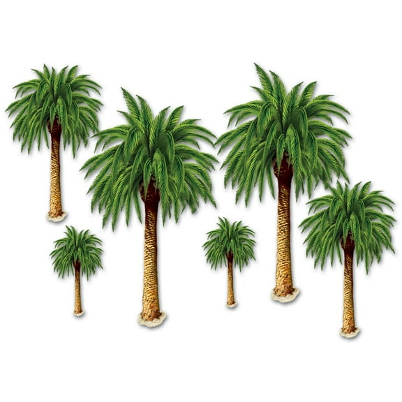 Club Pack of 72 Green and Brown Insta-Theme Tropical Luau Palm Tree Photo Props 4'
