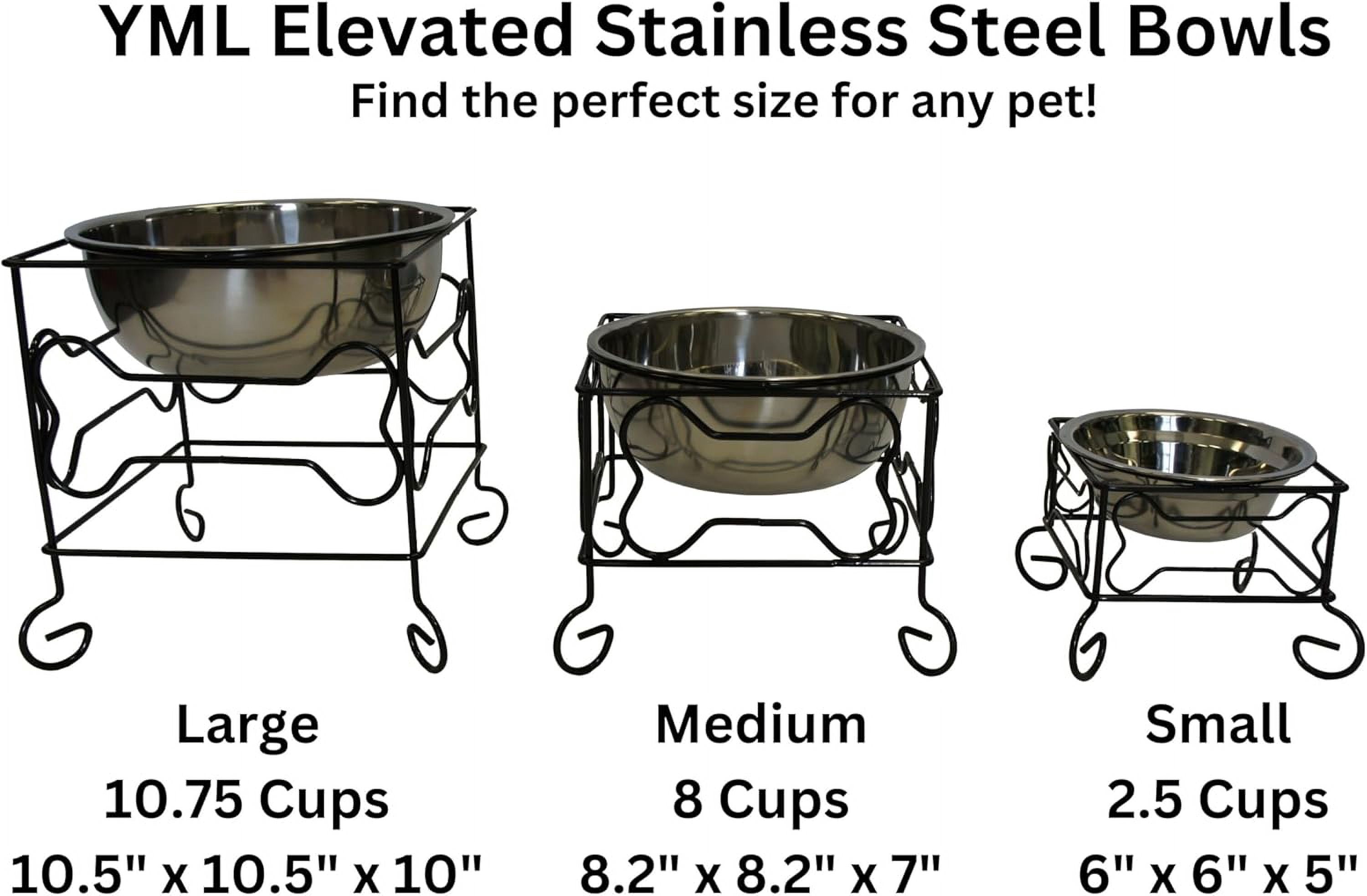 YML DSB10 Ergonomic Stainless Steel Feeder Pet Bowl for Dogs with Iron Stand