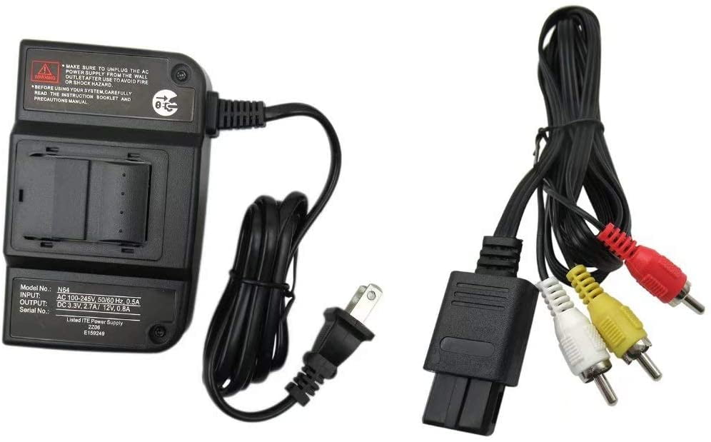 USonline911, AC Adapter Power Supply and AV Cable for Nintendo 64