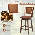 thumbnail image 3 of Bar Stools Set of 4, 24.5 Inch Counter Height Bar Stool with Rattan Back, 360°Swivel Seat, Comfortable Footrests, Rubber Wood Bar Stools for Kitchen Island, Dining Room, Cafe, Pub (4), 3 of 12