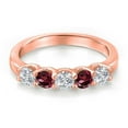 thumbnail image 3 of Gem Stone King 18K Rose Gold Plated Silver Lab Grown Diamond and Red Rhodolite Garnet Wedding-Bands Ring for Women | 0.95 Cttw | Round 3.5MM | Gemstone April Birthstone | Size 9, 3 of 6