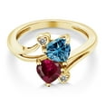 thumbnail image 2 of Gem Stone King 10K Yellow Gold Diamond Accent Ring Persian Blue Moissanite Created Ruby (1.80 Cttw), 2 of 3