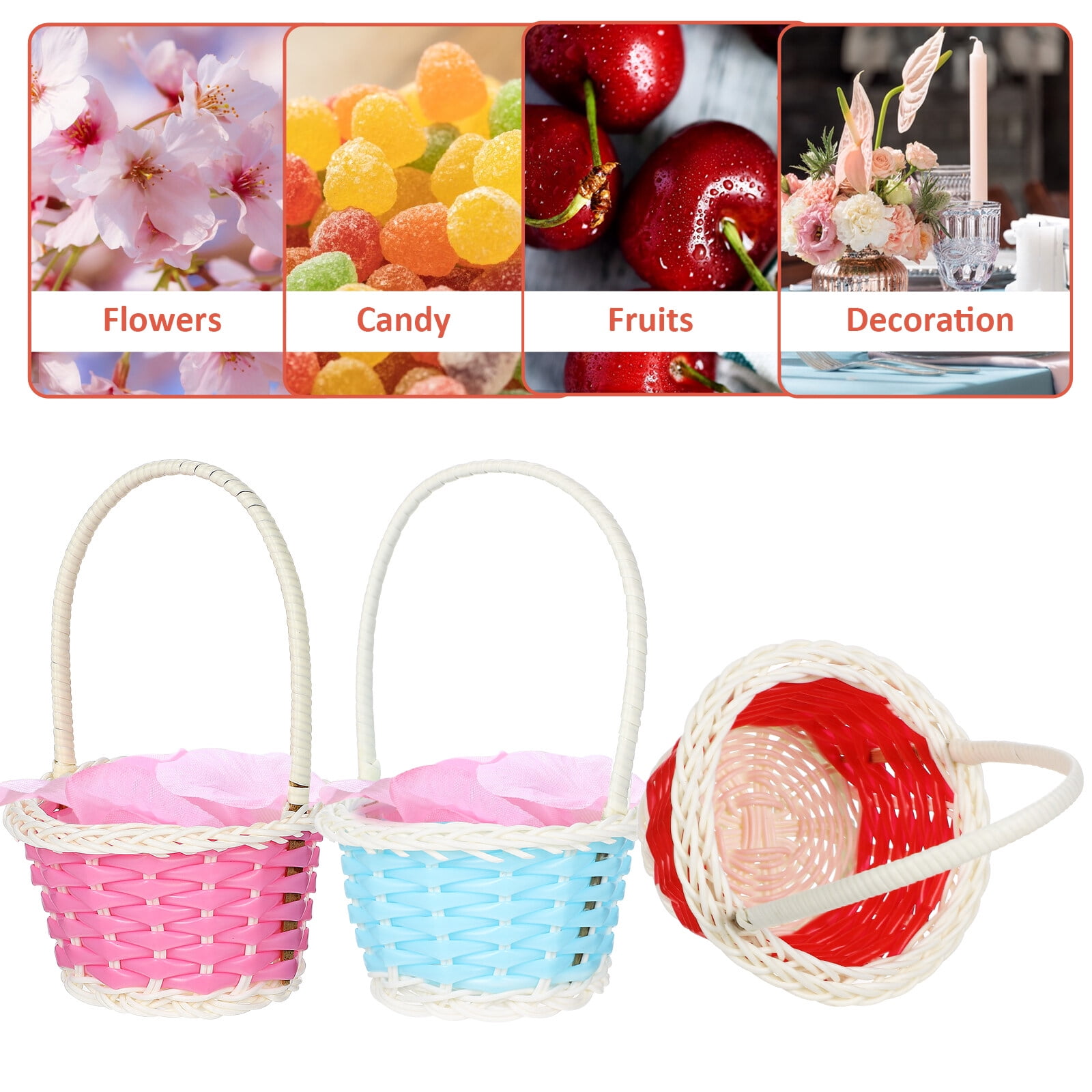 unbranded 24 pcs  Small Woven Baskets with Handle Easter Egg Baskets Candy Baskets Flower Baskets