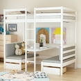thumbnail image 1 of [US IN STOCK] Functional Loft Bed (turn into upper bed and down desk，cushion sets are free),Twin Size,White, 1 of 9