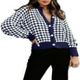 thumbnail image 1 of Cardigan Sweaters for Women Plaid Lightweight Cardigan V Neck Button Down Cardigan Long Sleeve Cable Knit Oversized Sweaters Tops, 1 of 6