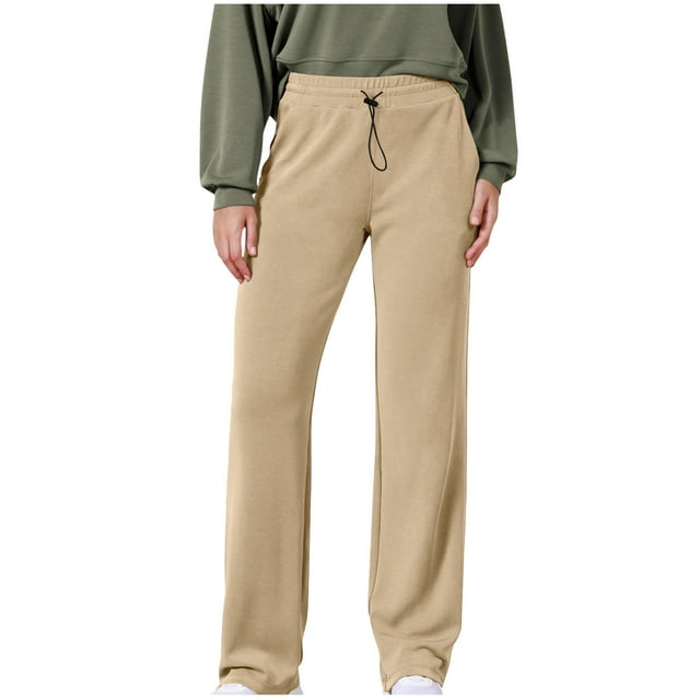 ameIAEA Sweatpants for Women Elastic Waisted Athletic Lounge Pants Wide Leg Drawstring Trouser