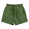 thumbnail image 4 of Women Shorts Plus Size New Shorts for Women Lightweight Elastic Waist Lace Trim Short Pants with Pocket Summer Casual Beach Vacation Bottoms Green-a L, 4 of 5
