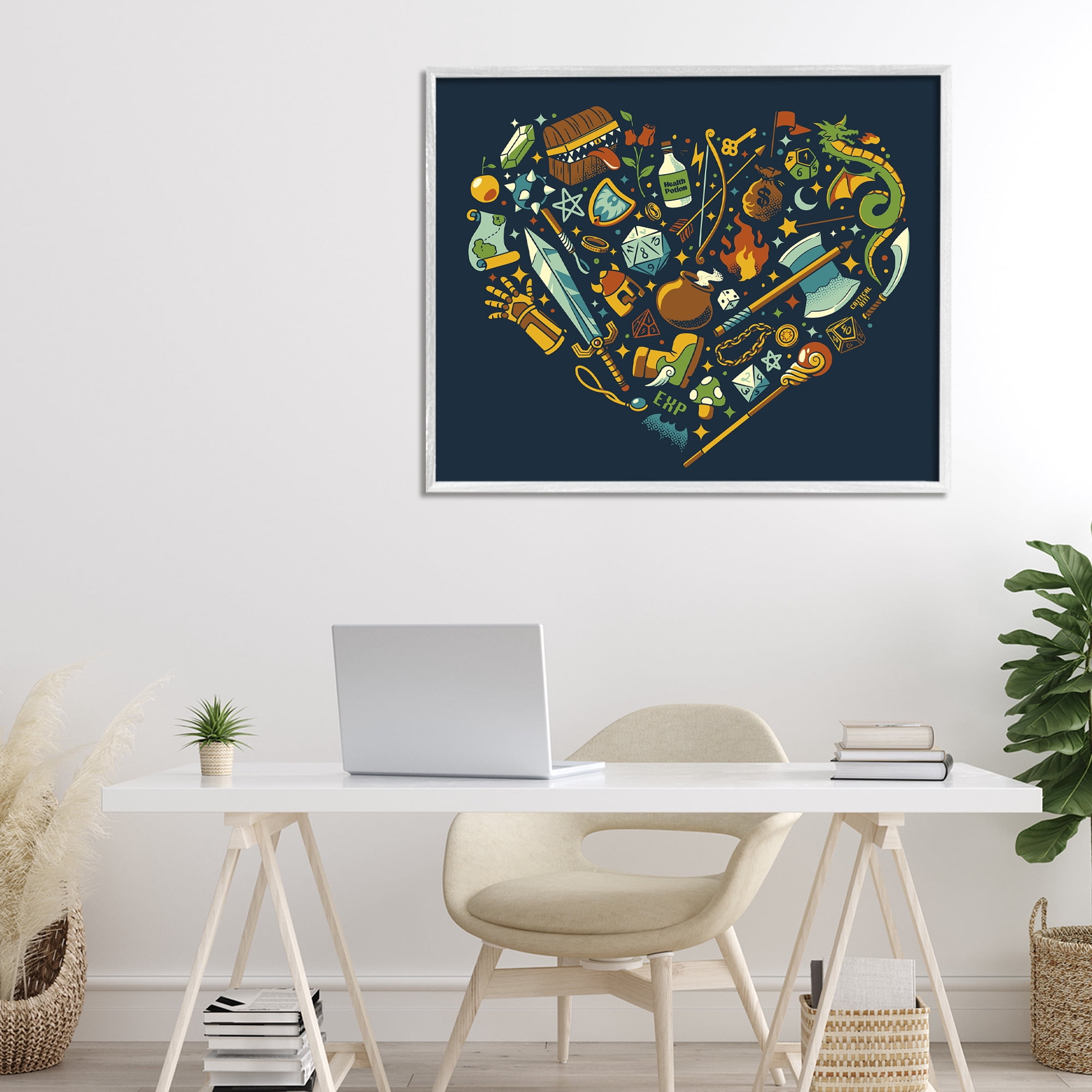 Stupell Industries Board Game RPG Trinkets White Framed Giclee Art, design by Tobe Fonseca