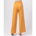 thumbnail image 4 of URBAN DAIZY Women's Casual High Waisted French Terry Pants Drawstring Elastic Waist Pockets Wide Straight Leg Raw Edge Hem A64_39059 Golden Mustard L, 4 of 5