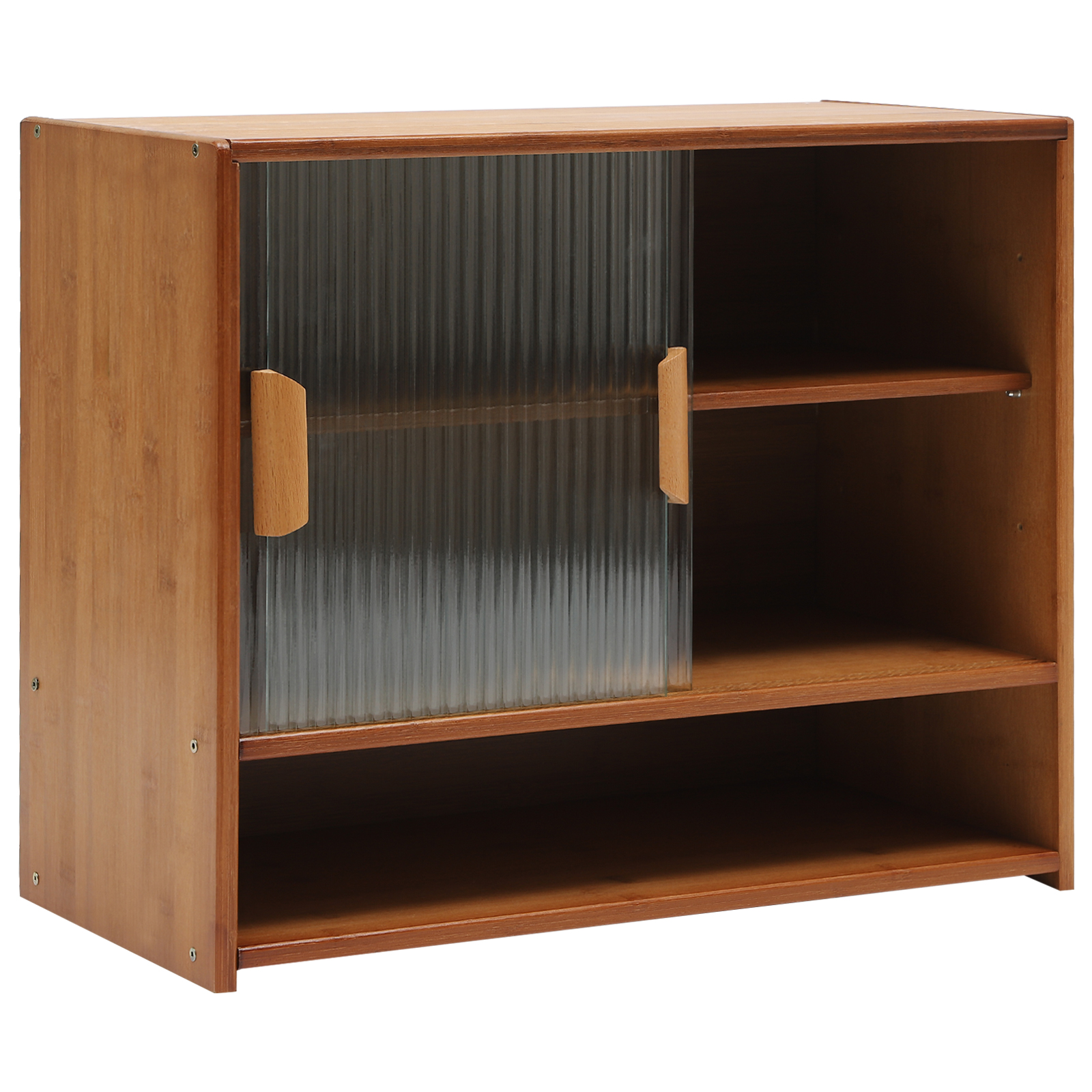 Wood Counter-top Cabinet Kitchen Pantry Sideboard with Sliding Glass Doors 21.6*11*18.1 in