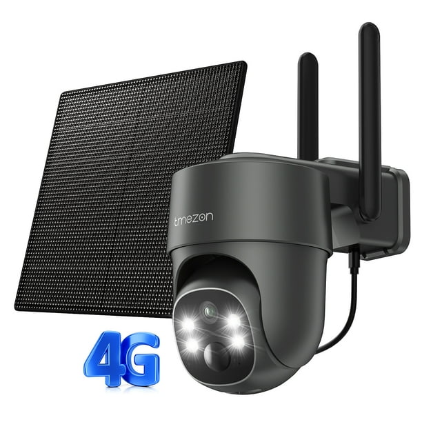 Tmezon 4G LTE Cellular Security Camera Wireless Solar Powered, 2K WiFi