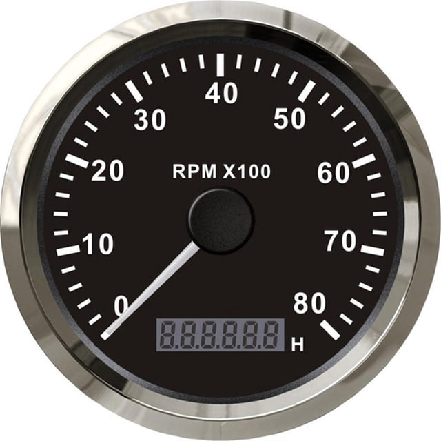 Boat Tachometer Engine Stainless Steel Bezel Hour Meter LCD Display With M16 M18 Sensor For Car Motorcycle 3k 4k 8k RPM ,Easy to Calibrate