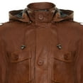 Mens Classic Leather Hooded Trench OvercoatEdgware in Tan