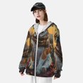 thumbnail image 3 of Gukieu Flower Field Cute Bulldog Print Sun Protection Hoodies for Men and Women, Zippered Long-sleeved Quick-drying UV Protection Shirts, Suitable for Sports, Swimming, Fishing-XX-Large, 3 of 7
