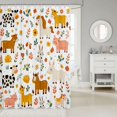 thumbnail image 2 of Manfei Cartoon Horse Cow Pig Shower Curtain 72Wx72L,Cute Flowers Animal Bathroom Curtain,White Yellow, 2 of 6