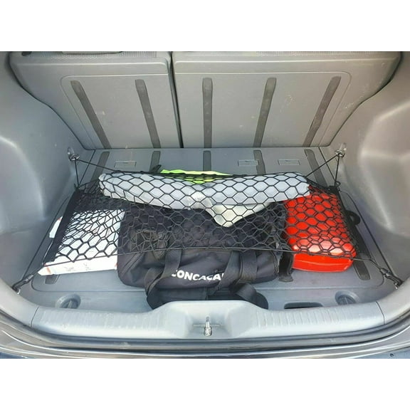 EACCESSORIES EA Rear Trunk Organizer Cargo Net for Pontiac Vibe 2003-2010 – Floor Style Cargo Net for Wagon – Premium Mesh Elastic Car Trunk Organizer Vehicle Carrier Storage – Compatible with Vibe