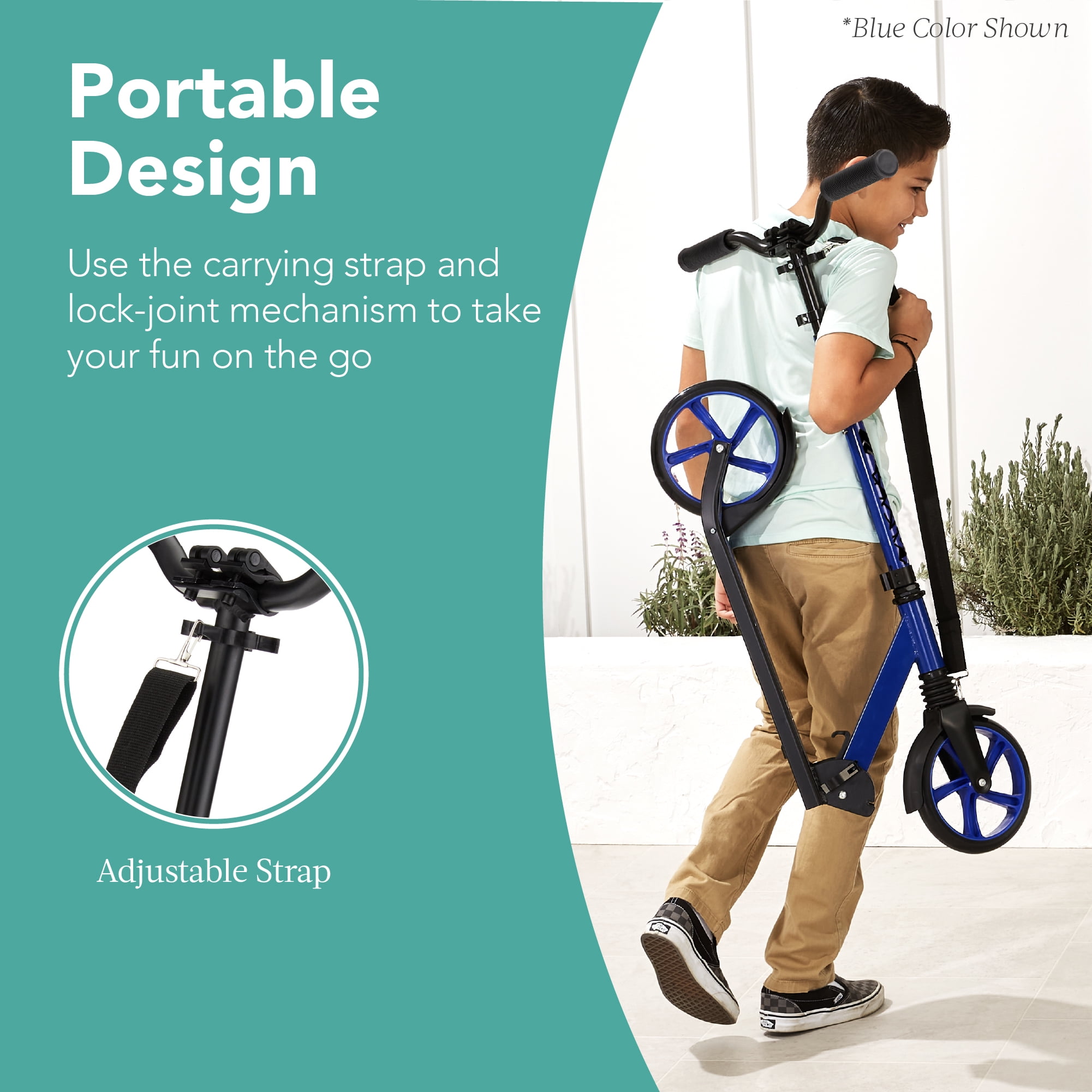 Best Choice Products Kick Scooter for Kids, Teens & Adults, Foldable Large Wheel Scooter with Suspension - Black