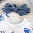thumbnail image 5 of KPOPLK Newborn Baby Girl Clothes Infant Butterfly Print One-Piece Romper+Suspender Skirt+Headband 3pcs Clothing Sets(12-18 Months,Blue), 5 of 7