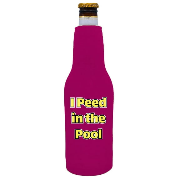 I Peed in the Pool Beer Bottle Coolie (Magenta)