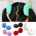 thumbnail image 5 of 2Pcs Bright Color Simple Hair Ties Handmade Faux Rabbit Fur Furry Scrunchies Hair Accessories, 5 of 7