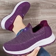 thumbnail image 6 of Walking Shoes Women Slip On, Women's Flat Breathable Fly Woven Mesh Sneakers,Casual Fashion Non-Slip Walking Shoes Comfortable Soft Sole Slip-On Loafers Tennis Shoes, Purple 7, 6 of 8