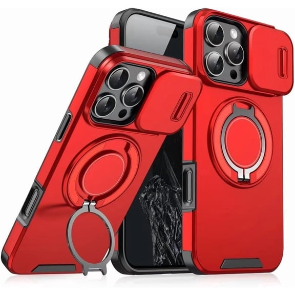 REQO Heavy Duty Series Designed for iPhone 12 Case,Rugged 360 Rotatable Ring with Invisible Holder Stand,Slide Camera Cover & Military Grade Drop Protection Shockproof