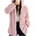 thumbnail image 6 of APEXFWDT Women’s Fleece Plush Hooded Sweater Long Sleeve Button-Up Warm Jacket Cozy Winter Outerwear，XXL,Pink, 6 of 8