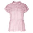 thumbnail image 6 of safuny Women's Trendy Loose Fit Pleated Tops Clearance Printed Tops Ruffle Sleeve Tees Crew Neck Shirts Leisure Elegant Vintage Clothing 2024 Fashion Summer Pink XL, 6 of 9