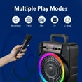 thumbnail image 5 of Dual 8’’ Wireless Party Bluetooth Speaker with Microphone, Remote, Portable PA Speaker System, RGB LED Party Lights, Karaoke Machine with Treble & Bass, FM/AUX/USB/TF/TWS/Echo, 5 of 10