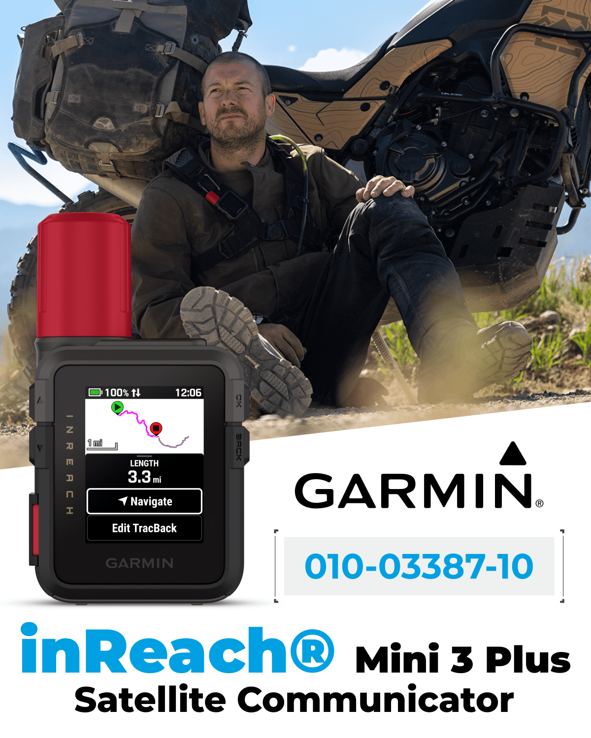 Garmin inReach Mini 3 Plus Rugged Global Satellite Communicator with Touchscreen Texting, Photo & Voice Messaging, Emergency SOS Messages w/ Wearable4U Power Bundle