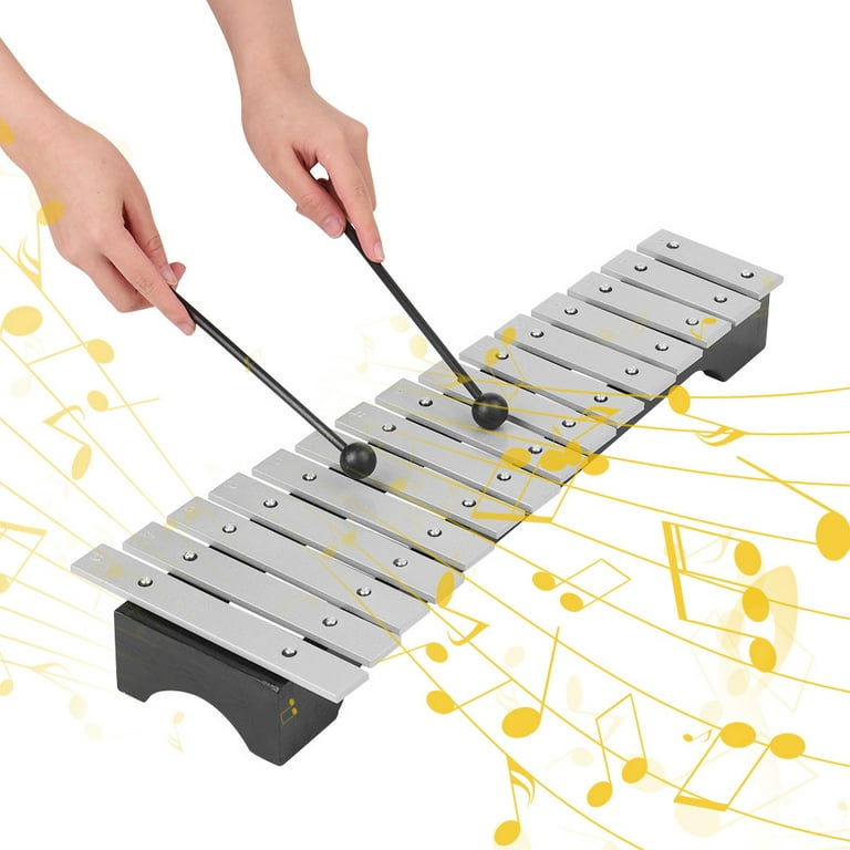 15-note Xylophone Glockenspiel Wooden Base Aluminum Bars With