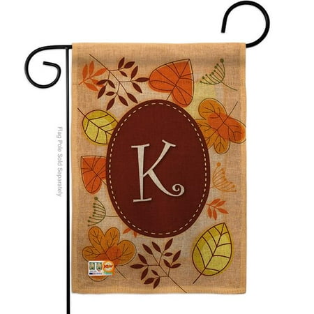 13 x 18.5 in. Autumn K Initial Burlap Fall Harvest & Impressions Decorative Vertical Double Sided Garden Flag