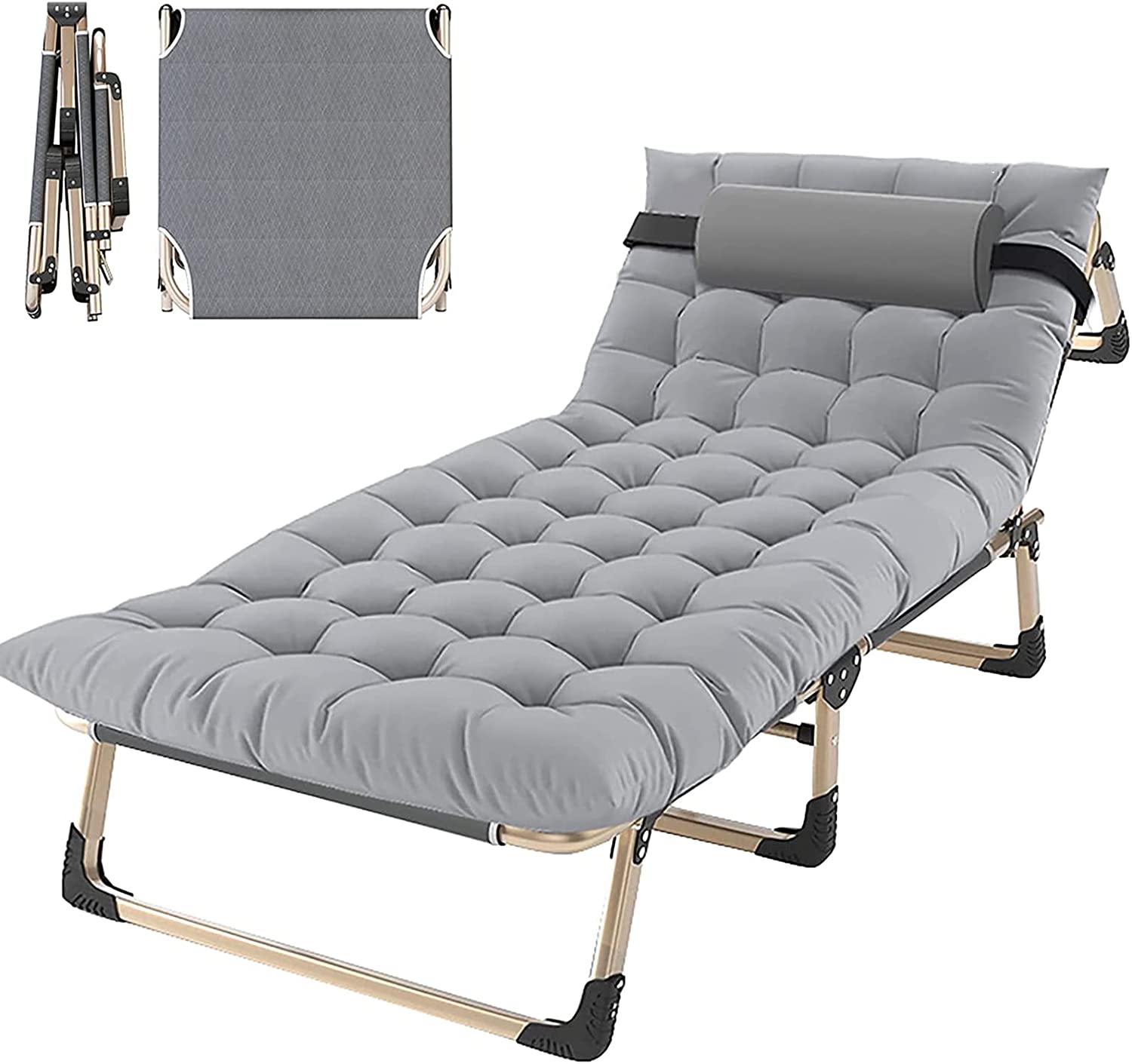 Portable Folding Camping Cot, Adjustable 4Position Adults Reclining