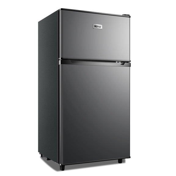 3.5 Cu ft Two Door Mini Fridge with Freezer,Apartment Size Refrigerator,Dark Grey,New