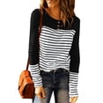 thumbnail image 1 of Women's Round Neck Top Women's T Shirt Cuff Side Openings Stitching Polyester with Buttons for Daily Life ANGGREK Otros, 1 of 6