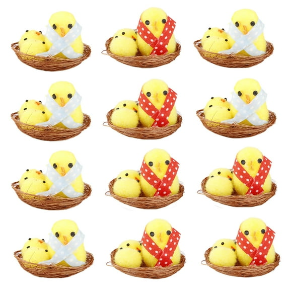 Zoyueyie 12pcs Chicks Set Chicken Figures Figurines Farm Statues Table for Kids Party Favors