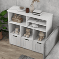 thumbnail image 5 of Toy Storage Cabinet with with 3 Movable Drawers & Hidden Wheels, Wood Toy Chest Kids Open Bookshelf with 6 Storage Cubbies, 5 of 9