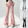 thumbnail image 4 of BUYISI Basic Simple Womens Flared Casual pants Fashion Straight Slim Wide-leg pants Black S, 4 of 6