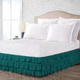 thumbnail image 2 of CCNY 12" Inch Drop Multi Ruffled Bed Skirt King Size 100% Microfiber Made Teal Color, 2 of 6